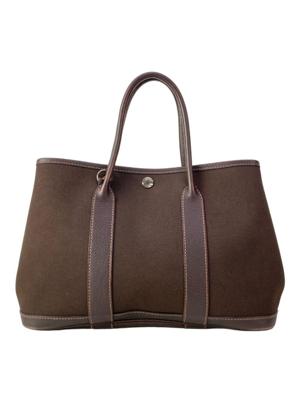 Hermes Tote Bag Garden Party TPM Brown Silver